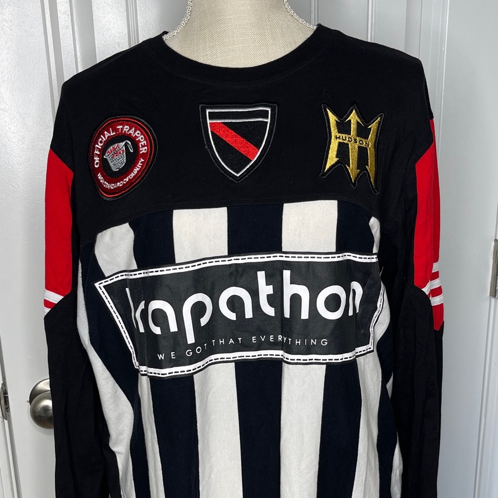 Hudson Trapathon Black and White Striped Long Sleeve Shirt